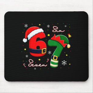 Six Seven 6 7 Meme Gen Alpha Slang Christmas Santa Mouse Pad