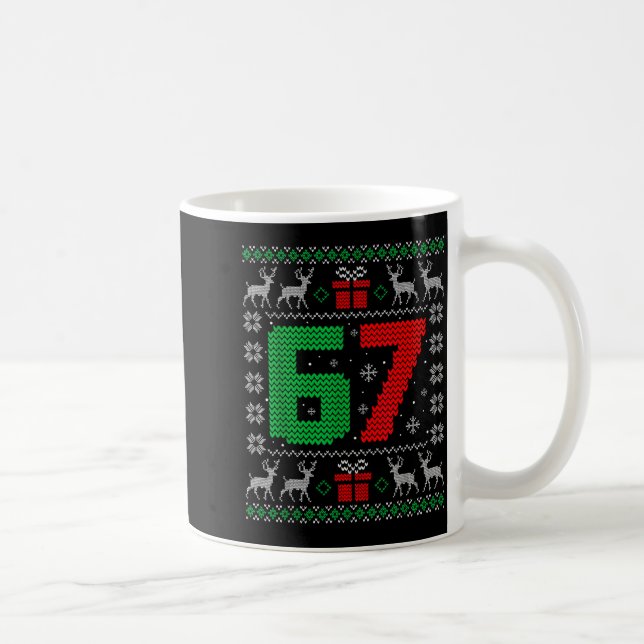 Six Seven 6 7 Meme Gen Alpha Slang Ugly Christmas  Coffee Mug (Right)