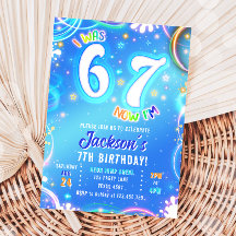 Six Seven 6 7 Neon Glow Groovy Space Boy Birthday