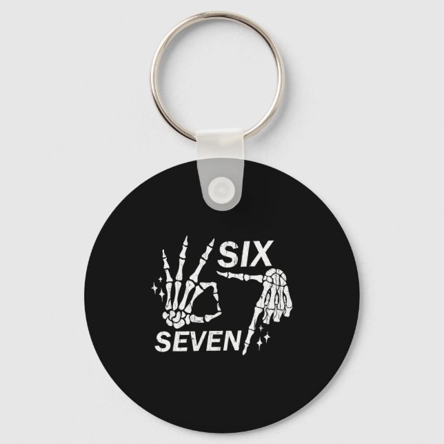 Six Seven 6 7, Skeleton Hands, Soky Skull  Key Ring (Front)