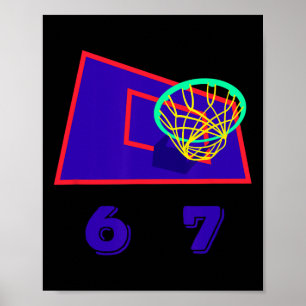 Six Seven 6 7 Sketll Meme Hoop Design Poster