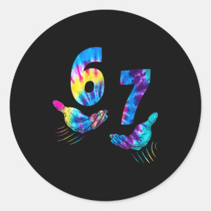 Six Seven 6 7 Tie Dye Kids Girl Boy 6-7 Meme Hands Classic Round Sticker