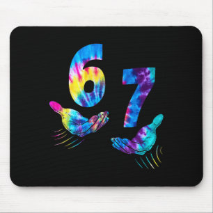 Six Seven 6 7 Tie Dye Kids Girl Boy 6-7 Meme Hands Mouse Pad