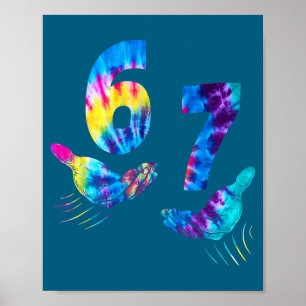 Six Seven 6 7 Tie Dye Kids Girl Boy 6-7 Meme Hands Poster