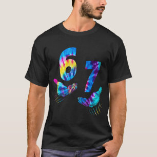 Six Seven 6 7 Tie Dye Kids Girl Boy 6-7 Meme Hands T-Shirt