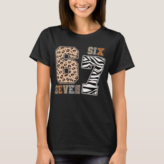 Six Seven Animal Print Kids Clothes Zoo 67 Meme Bo T-Shirt (Front)