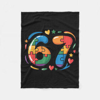 Six Seven Autism Awareness 67 Fleece Blanket