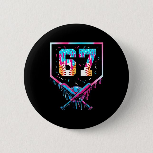 Six Seven Baseball Ice Cream Drip Cool 67 Gen Alph 6 Cm Round Badge (Front)