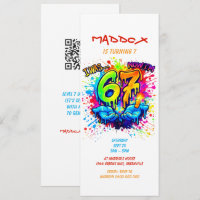 Six Seven Birthday Crafts Party Invitation,Graffit