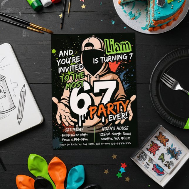 Six Seven Birthday Invitation, 7th Birthday Invitation (Creator Uploaded)