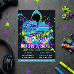 Six Seven Birthday Invitation, 7th Birthday Invitation