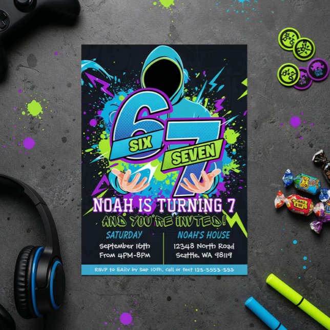 Six Seven Birthday Invitation, 7th Birthday Invitation (Creator Uploaded)