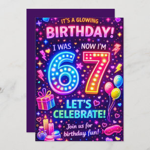 Six Seven Birthday Invitation I was 6 now I'm 7