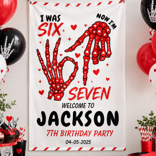 Six Seven Birthday Skeleton Hands Party Banner