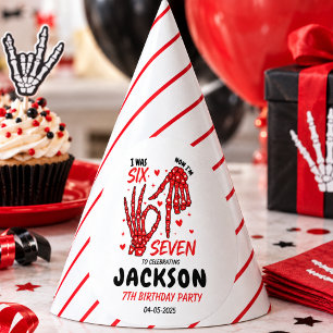 Six Seven Birthday Skeleton Hands Party Hat