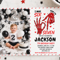 Six Seven Birthday Skeleton Hands Party Invitation