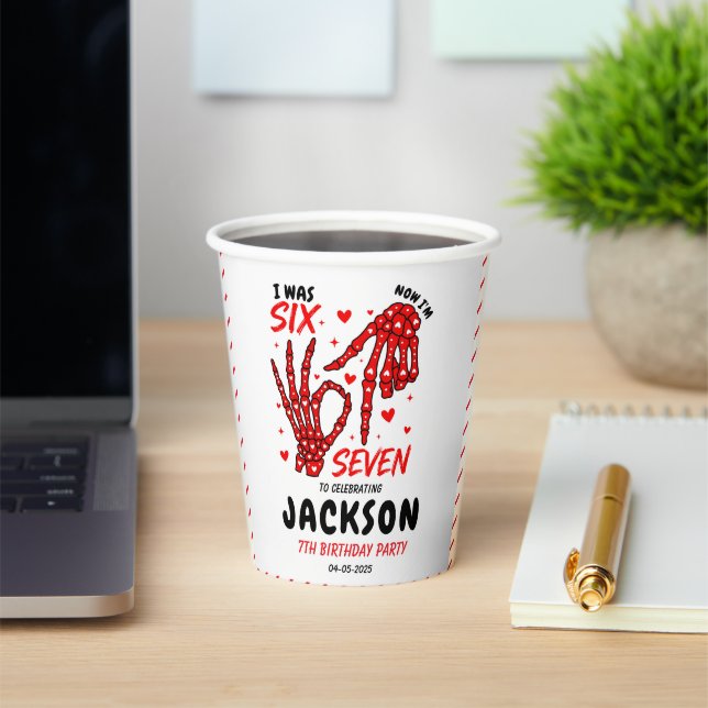 Six Seven Birthday Skeleton Hands Party Paper Cups (Insitu)