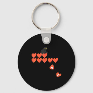 Six Seven Black Cat Knocking Off Hearts Funny 67 V Key Ring