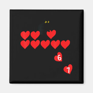 Six Seven Black Cat Knocking Off Hearts Funny 67 V Magnet