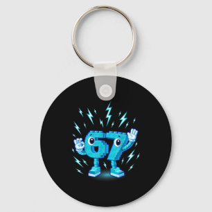 Six seven brainrot 6-7 design key ring