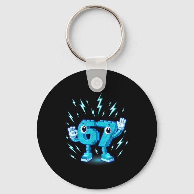 Six seven brainrot 6-7 design  key ring (Front)