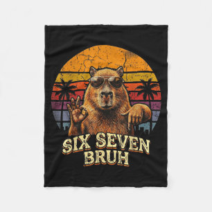 Six Seven Bruh 67 Capybara 6 7 Funny Meme Animal 6 Fleece Blanket