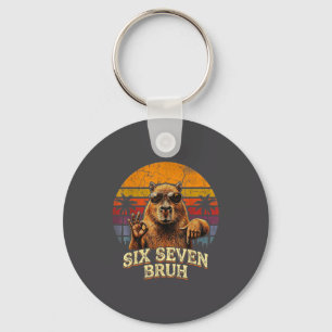 Six Seven Bruh 67 Capybara 6 7 Funny Meme Animal 6 Key Ring
