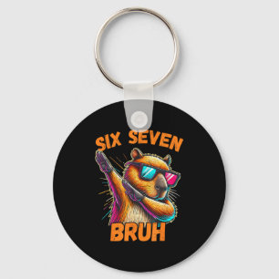 Six Seven Bruh 67 Capybara Vintage Funny Meme Gift Key Ring