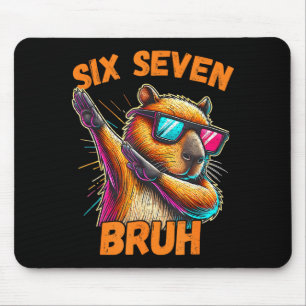 Six Seven Bruh 67 Capybara Vintage Funny Meme Gift Mouse Pad