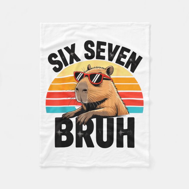 Six Seven Bruh 67 Meme Capybara  Fleece Blanket (Front)