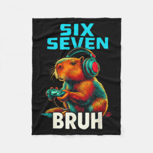 Six Seven Bruh 67 Meme Funny Capybara Fleece Blanket