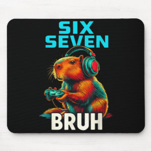 Six Seven Bruh 67 Meme Funny Capybara  Mouse Pad