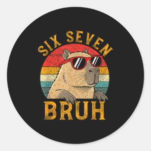 Six Seven Bruh 67 Meme Funny Capybara Viral Six Se Classic Round Sticker