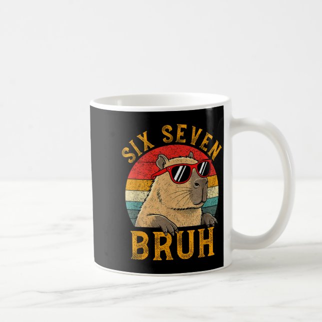 Six Seven Bruh 67 Meme Funny Capybara Viral Six Se Coffee Mug (Right)