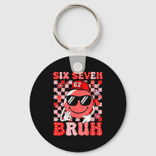 Six Seven Bruh 67 Meme Smile Face Valentines Boys  Key Ring