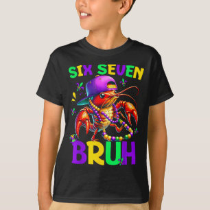 Six Seven Bruh 6-7 Meme Crawfish Mardi Gras Beads T-Shirt