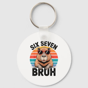 Six Seven Bruh 6 7 Meme Funny Capybara 6 7  Key Ring