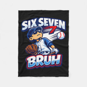 Six Seven Bruh Baseball  Fleece Blanket