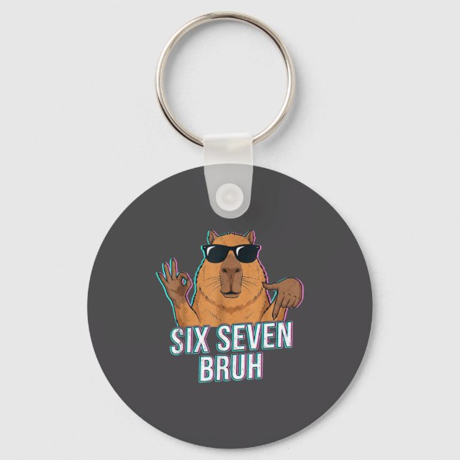 Six Seven Bruh Capybara 67 Boys Teens Kids Animals Key Ring (Front)