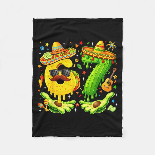 Six Seven Bruh Cinco De Mayo 67 Taco Lets Fiesta Fleece Blanket (Front)