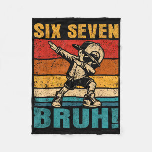 Six Seven Bruh Dabbing Boy Funny 67 Meme Gen Alpha Fleece Blanket