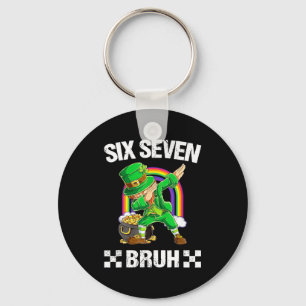 Six Seven Bruh Dabbing Leprechaun St Patricks Day  Key Ring