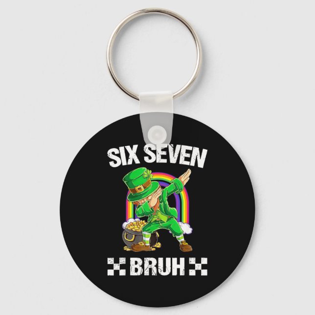 Six Seven Bruh Dabbing Leprechaun St Patricks Day  Key Ring (Front)