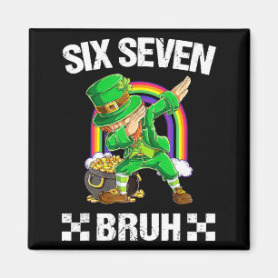 Six Seven Bruh Dabbing Leprechaun St Patricks Day  Magnet