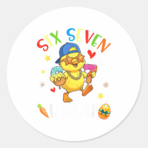 Six Seven Bruh Easter Chick Star Sunglasses Gold C Classic Round Sticker