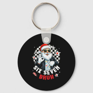Six Seven Bruh Funny Checkered Cool Santa Claus Ro Key Ring