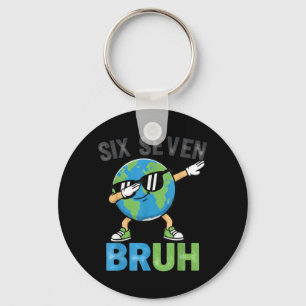 Six Seven Bruh Funny Earth Day Dabbing Earth Meme Key Ring