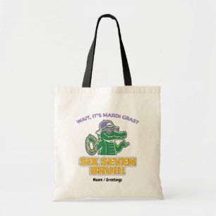 Six Seven Bruh Mardi Gras Cool Gator Festival Tote Bag
