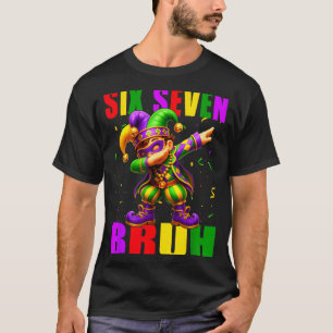 Six Seven Bruh Mardi Gras Jester Dab 6 7 Meme Fat  T-Shirt