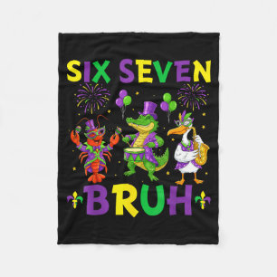 Six Seven Bruh Meme Alligator Crawfish Pelican Mar Fleece Blanket